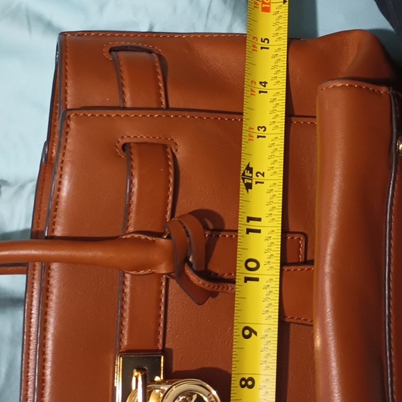 Michael Kors Hamilton Leather Satchel Handbag Caramel Brown Color - Picture 14 of 16